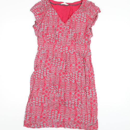 White Stuff Womens Pink Geometric Modal A-Line Size 12 V-Neck Pullover