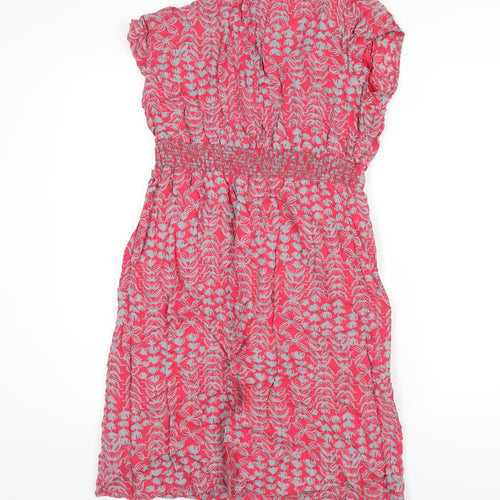 White Stuff Womens Pink Geometric Modal A-Line Size 12 V-Neck Pullover