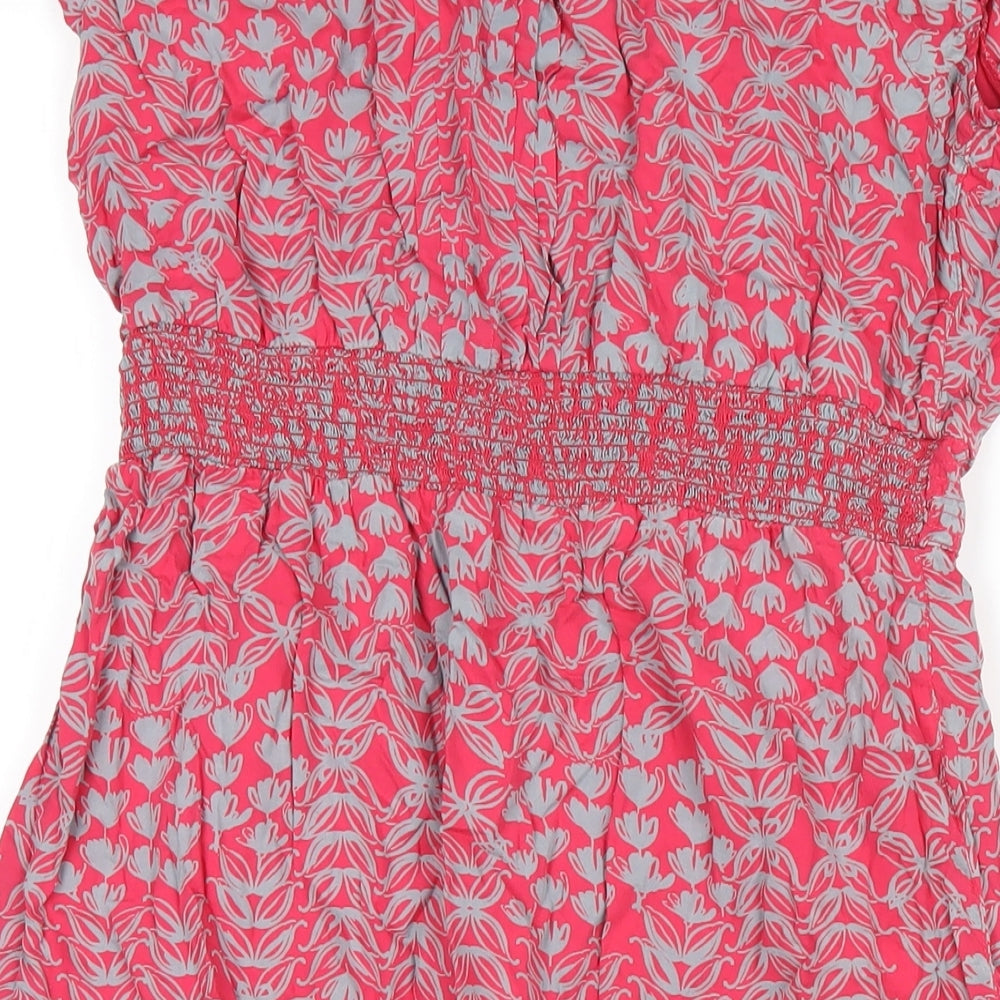 White Stuff Womens Pink Geometric Modal A-Line Size 12 V-Neck Pullover