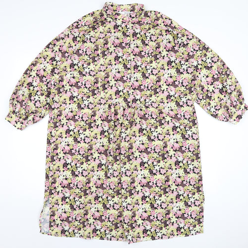 Selected Femme Womens Multicoloured Floral Polyester A-Line Size 8 Round Neck Button