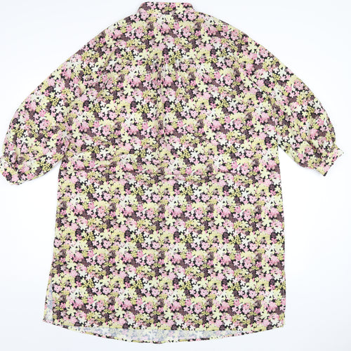 Selected Femme Womens Multicoloured Floral Polyester A-Line Size 8 Round Neck Button