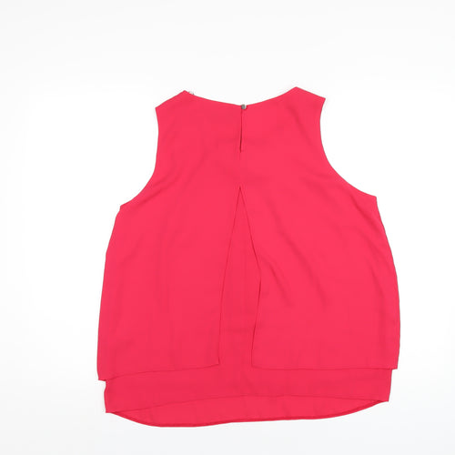 Wallis Womens Pink Polyester Basic Tank Size 14 Round Neck