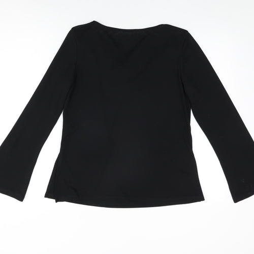 Marks and Spencer Womens Black Polyester Basic T-Shirt Size 14 Cowl Neck
