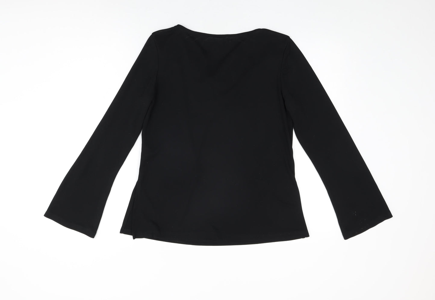 Marks and Spencer Womens Black Polyester Basic T-Shirt Size 14 Cowl Neck