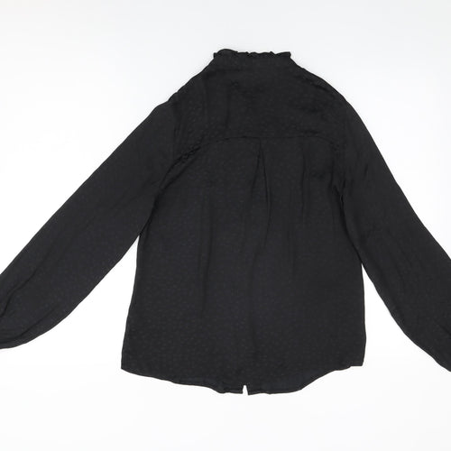 Monsoon Womens Black Geometric Polyester Basic Button-Up Size 8 Round Neck - Star Print
