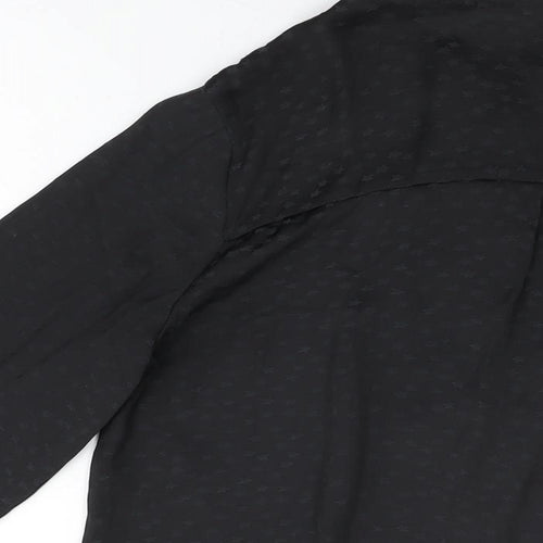 Monsoon Womens Black Geometric Polyester Basic Button-Up Size 8 Round Neck - Star Print