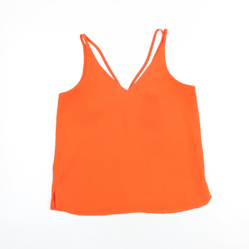 Topshop Womens Orange Polyester Camisole T-Shirt Size 8 V-Neck