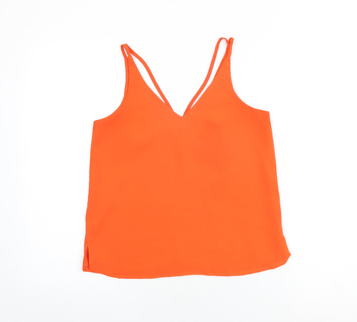 Topshop Womens Orange Polyester Camisole T-Shirt Size 8 V-Neck