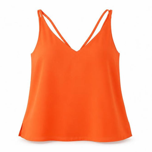 Topshop Womens Orange Polyester Camisole T-Shirt Size 8 V-Neck