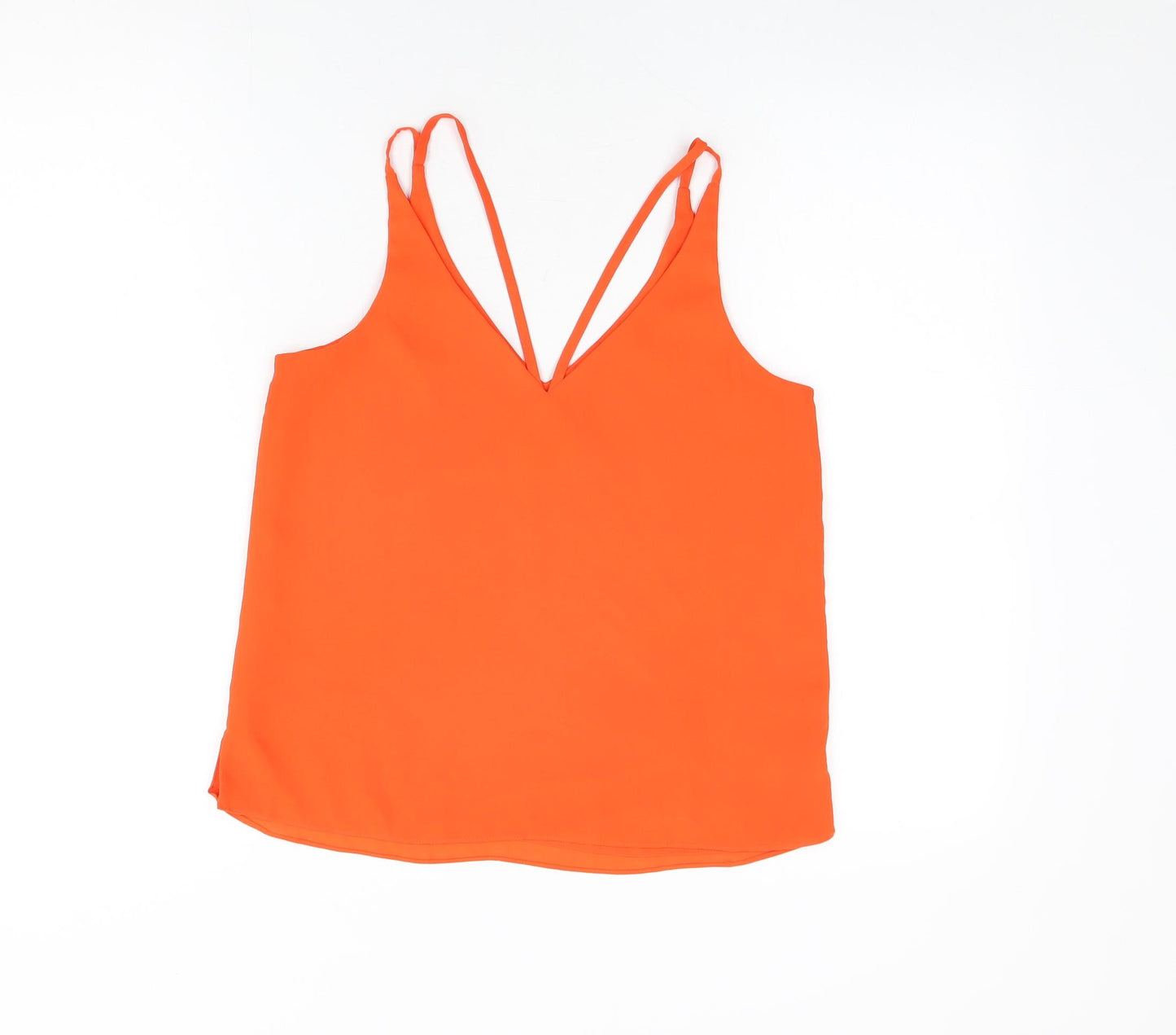 Topshop Womens Orange Polyester Camisole T-Shirt Size 8 V-Neck