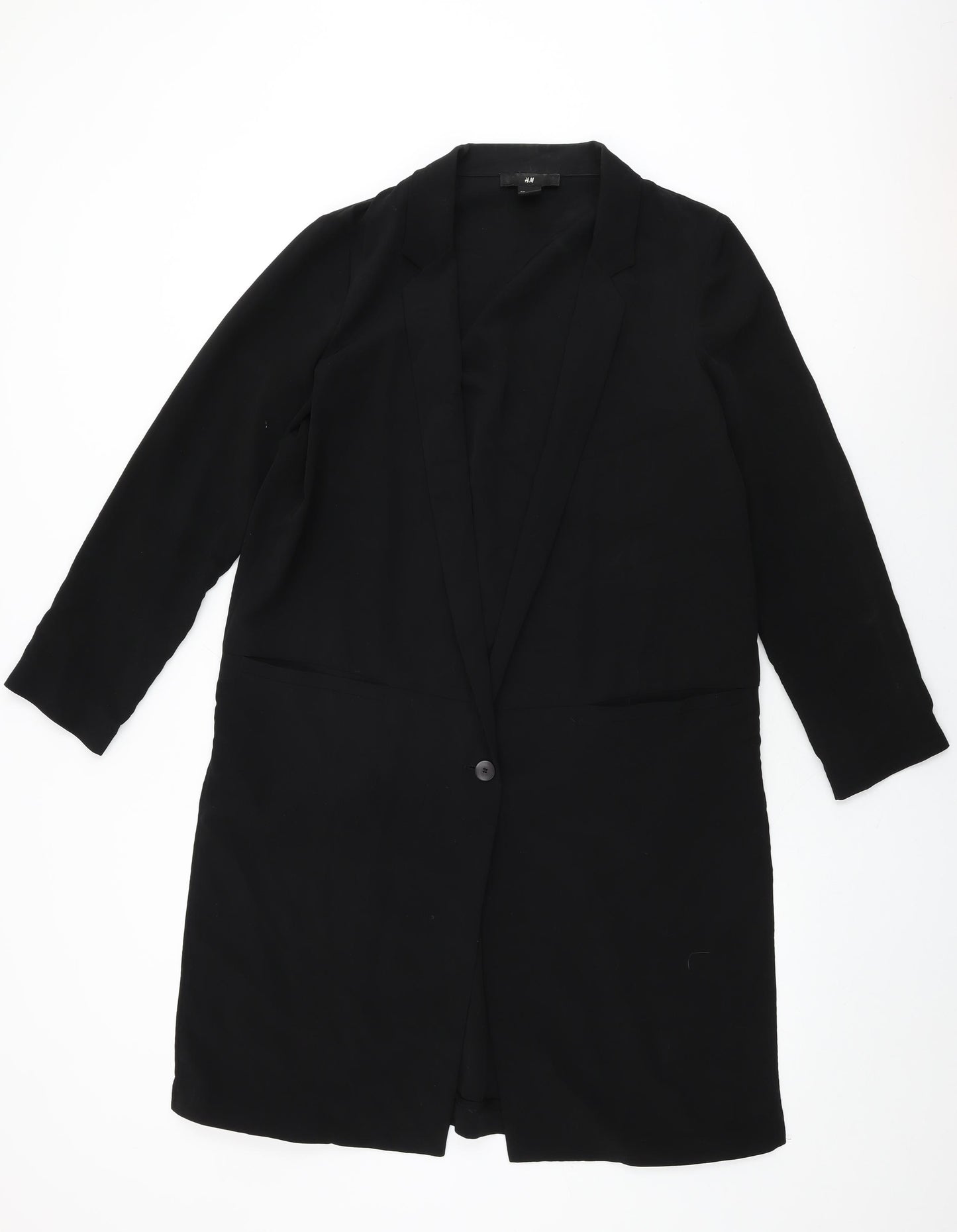 H&M Womens Black Jacket Size 12 Button - Split Hem