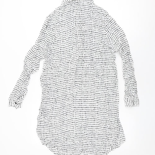 Just Female Womens White Geometric Cupro Shift Size M Collared Button