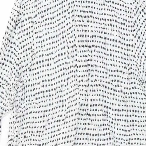 Just Female Womens White Geometric Cupro Shift Size M Collared Button