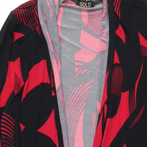 Gold Womens Black Geometric Jacket Size 14
