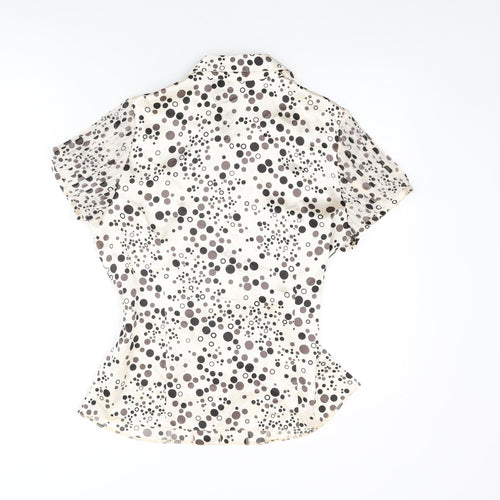 Debenhams Womens Ivory Polka Dot Polyester Basic Button-Up Size 14 Collared