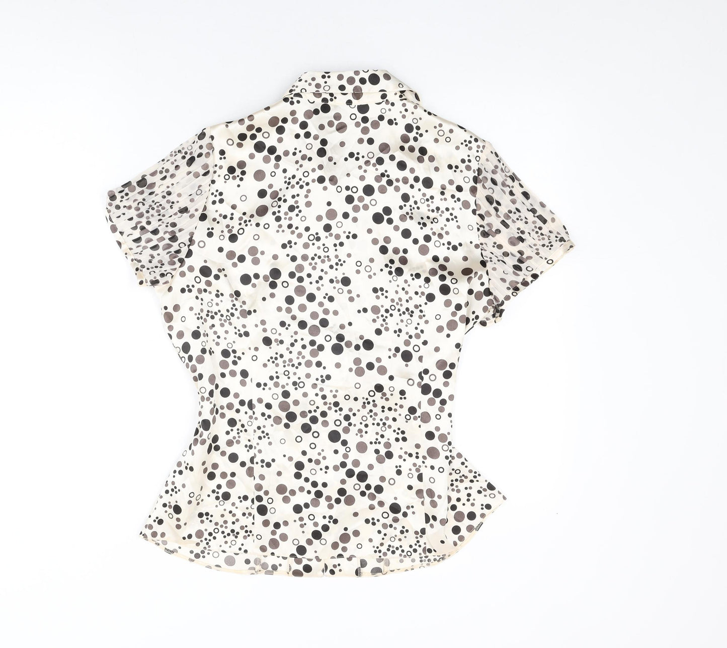 Debenhams Womens Ivory Polka Dot Polyester Basic Button-Up Size 14 Collared