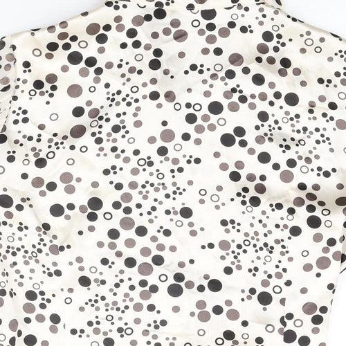 Debenhams Womens Ivory Polka Dot Polyester Basic Button-Up Size 14 Collared