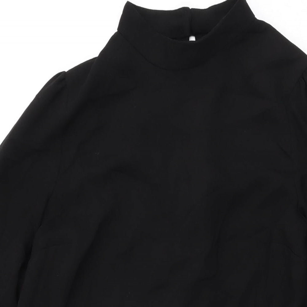 River Island Womens Black Polyester Shift Size 10 High Neck Button