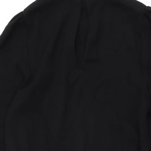 River Island Womens Black Polyester Shift Size 10 High Neck Button