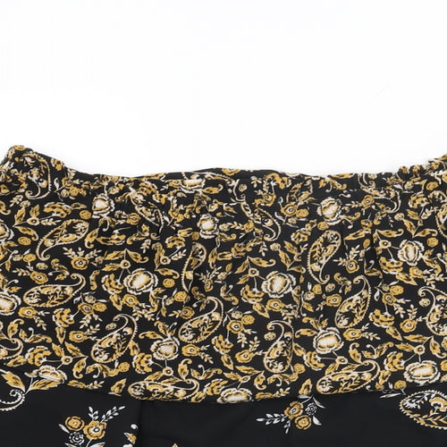 Dorothy Perkins Womens Black Floral Polyester Basic Blouse Size 10 Off the Shoulder