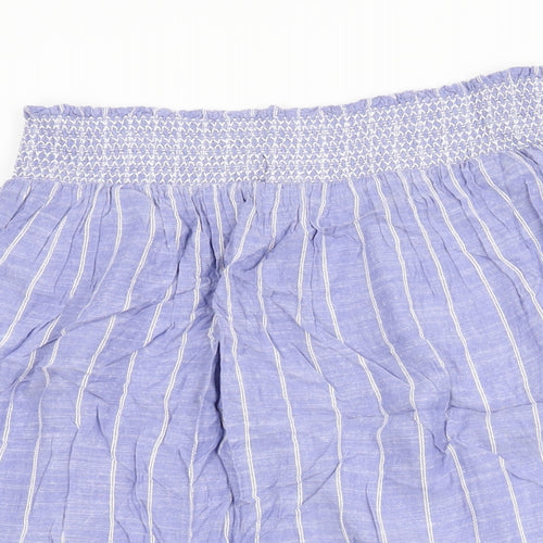 Marks and Spencer Womens Blue Striped Viscose Swing Skirt Size 14