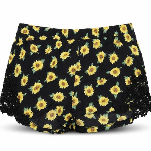 Forever 21 Womens Black Floral Viscose Basic Shorts Size M Regular Pull On