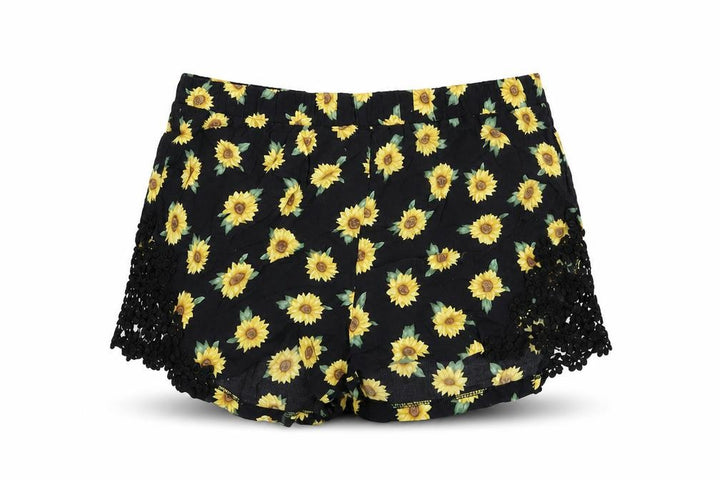 Forever 21 Womens Black Floral Viscose Basic Shorts Size M Regular Pull On