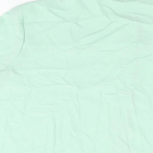 Marks and Spencer Womens Green Polyester Basic Button-Up Size 18 Round Neck