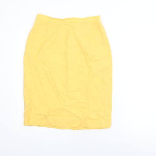 Jaeger Womens Yellow Wool Straight & Pencil Skirt Size 14 Zip