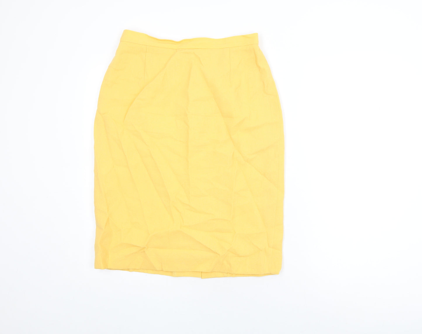 Jaeger Womens Yellow Wool Straight & Pencil Skirt Size 14 Zip