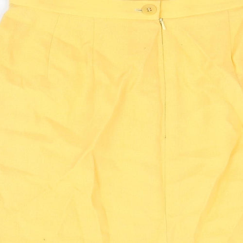 Jaeger Womens Yellow Wool Straight & Pencil Skirt Size 14 Zip