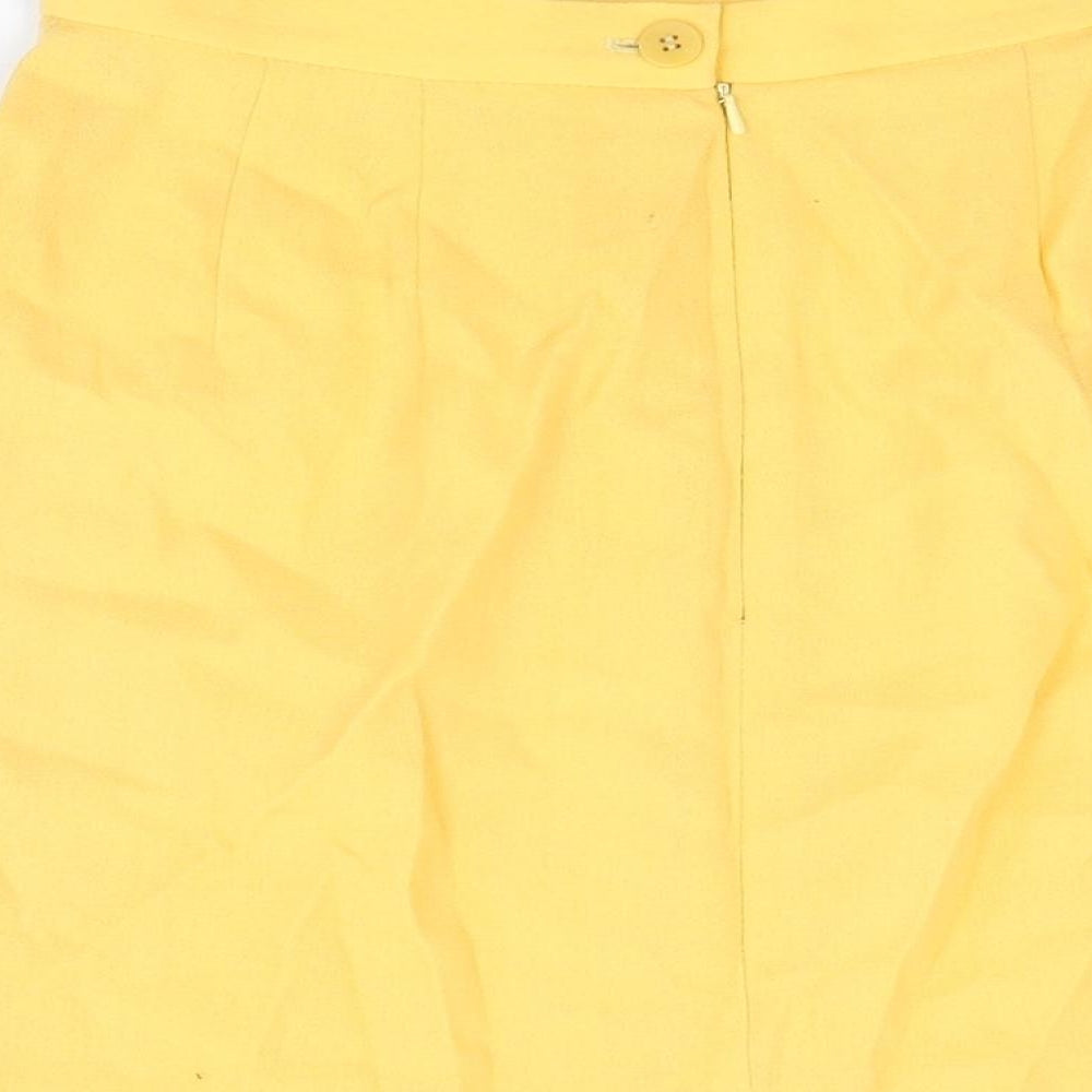 Jaeger Womens Yellow Wool Straight & Pencil Skirt Size 14 Zip