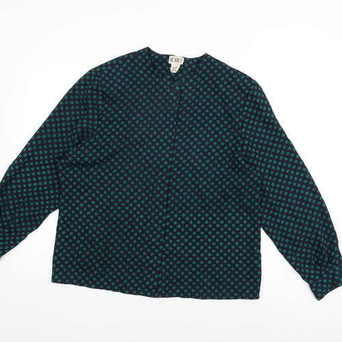 Koret Womens Blue Polka Dot Polyester Basic Button-Up Size 14 Round Neck