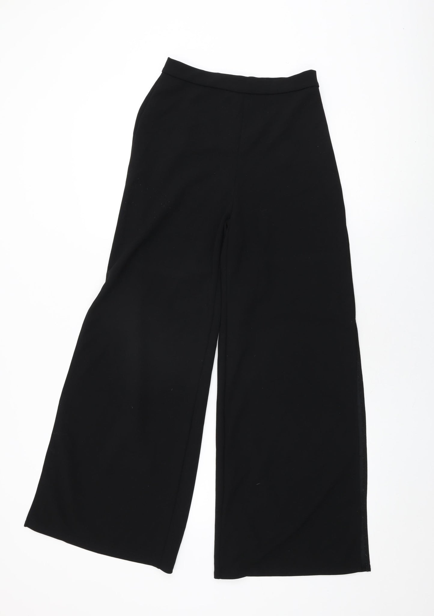 New Look Womens Black Polyester Trousers Size 10 L29.5 in Regular Zip - Split Hem