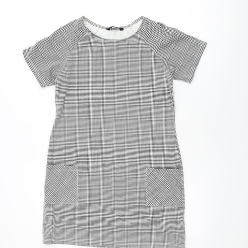 New Look Womens Grey Houndstooth Polyester Shift Size 12 Round Neck Pullover