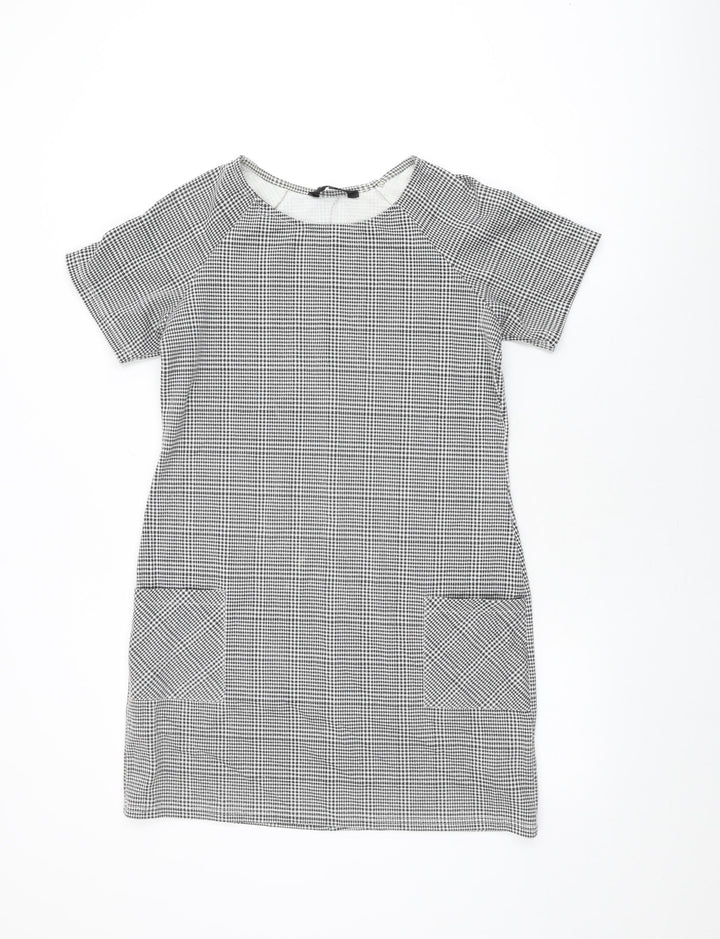 New Look Womens Grey Houndstooth Polyester Shift Size 12 Round Neck Pullover