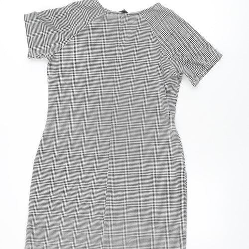 New Look Womens Grey Houndstooth Polyester Shift Size 12 Round Neck Pullover