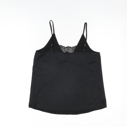 River Island Womens Black Polyester Camisole T-Shirt Size 8 V-Neck