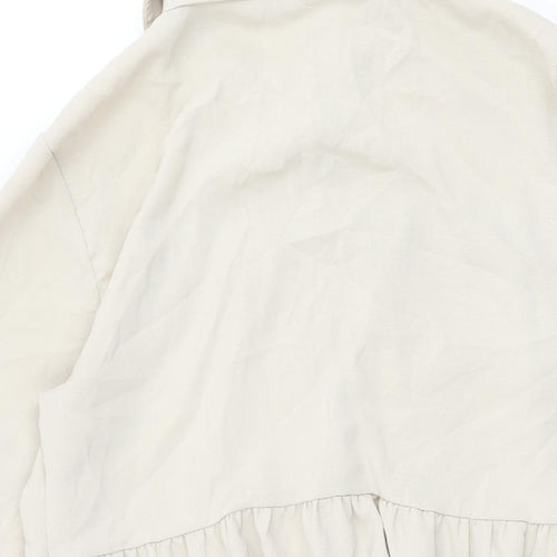 Boohoo Womens Beige Polyester Shift Size 14 Collared Button