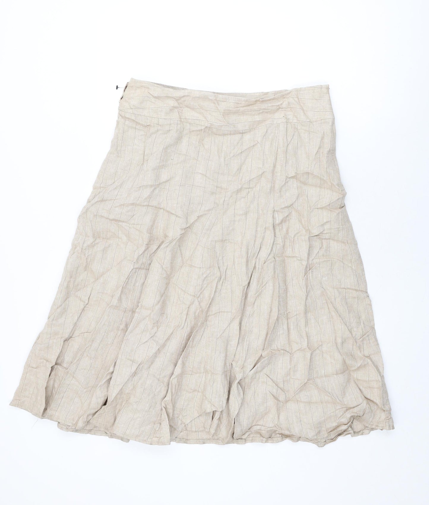 Soon Womens Beige Viscose Swing Skirt Size 14 Zip