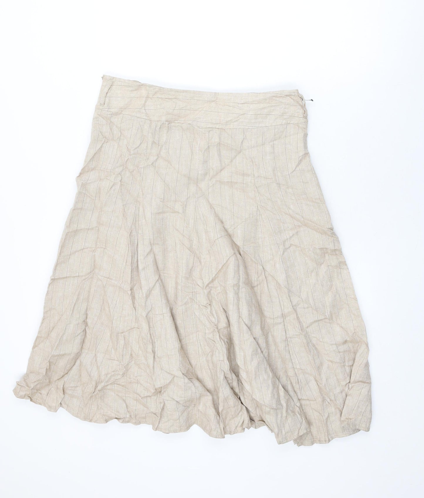 Soon Womens Beige Viscose Swing Skirt Size 14 Zip