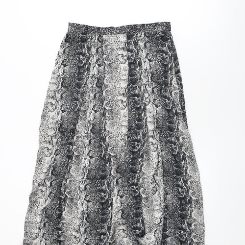 Topshop Womens Grey Animal Print Polyester Swing Skirt Size 10 Zip - Snake Skin Print