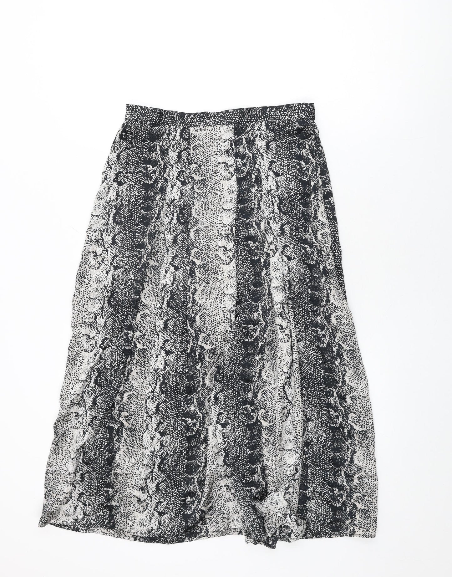 Topshop Womens Grey Animal Print Polyester Swing Skirt Size 10 Zip - Snake Skin Print