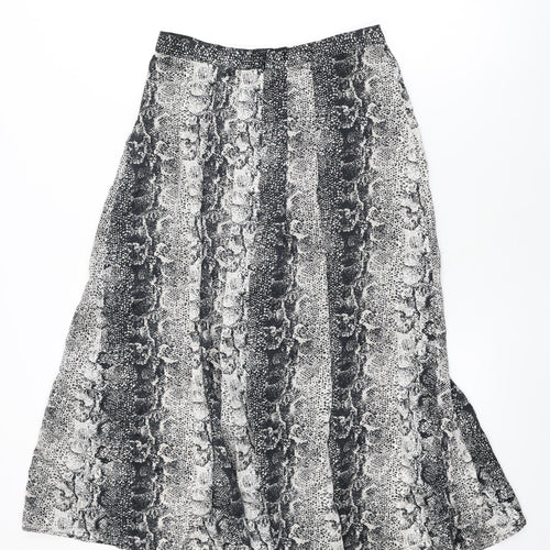 Topshop Womens Grey Animal Print Polyester Swing Skirt Size 10 Zip - Snake Skin Print