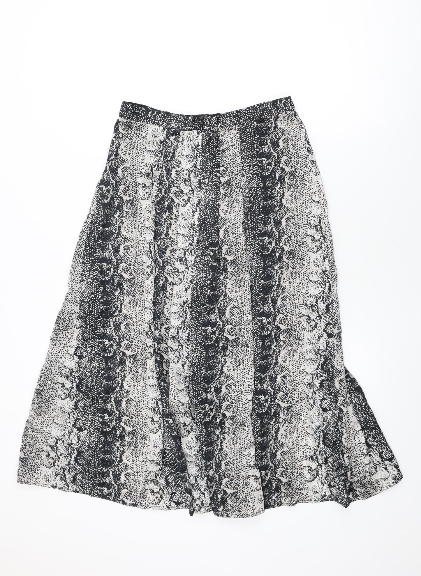 Topshop Womens Grey Animal Print Polyester Swing Skirt Size 10 Zip - Snake Skin Print