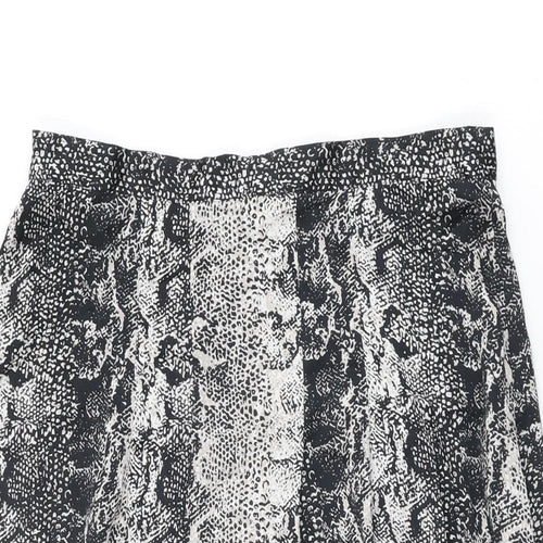 Topshop Womens Grey Animal Print Polyester Swing Skirt Size 10 Zip - Snake Skin Print