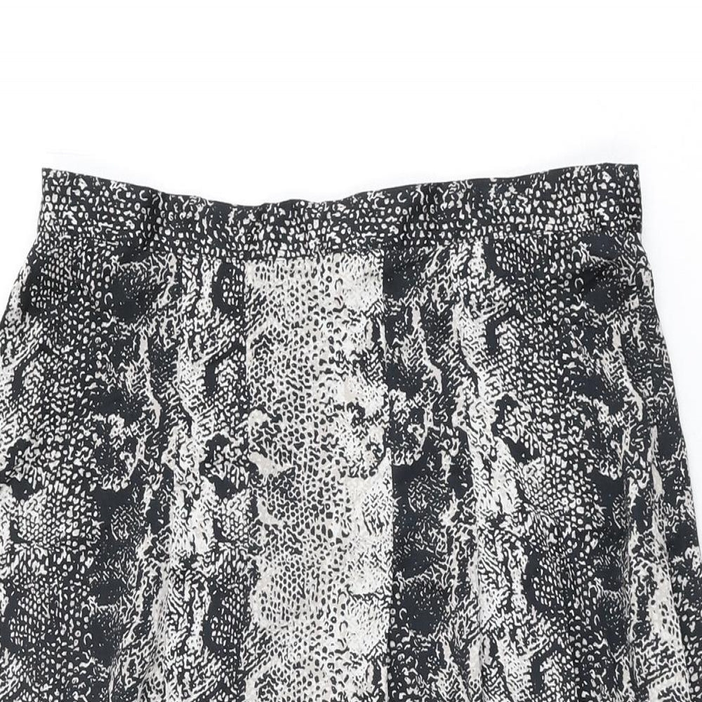 Topshop Womens Grey Animal Print Polyester Swing Skirt Size 10 Zip - Snake Skin Print