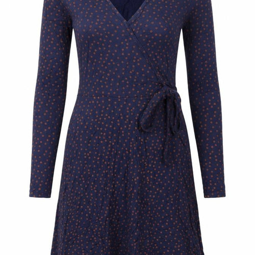 Miss Selfridge Womens Blue Polka Dot Viscose Wrap Dress Size 4 V-Neck Pullover