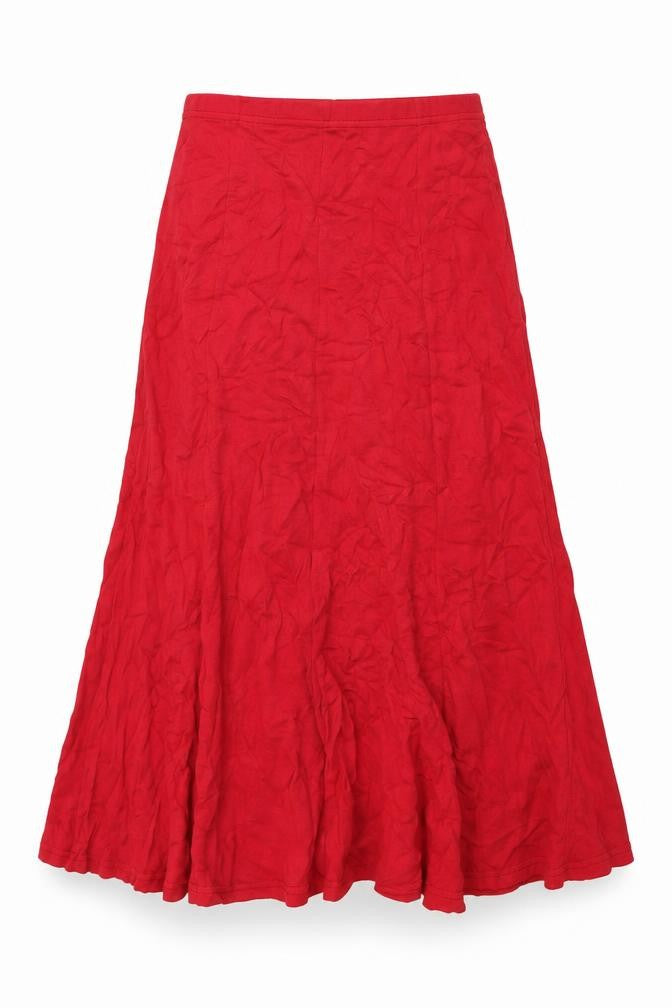 Front view of Hudson & Onslow women’s red viscose flare skirt, size UK 12
