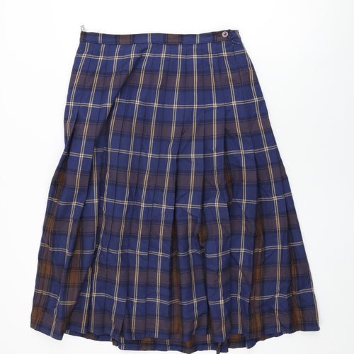 Eastex Womens Blue Plaid Polyester Swing Skirt Size 16 Zip